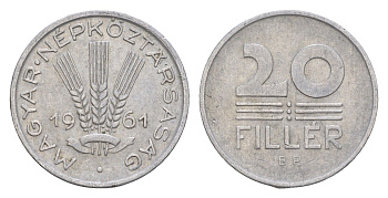 Венгрия 20 филлеров 1961 BP KM 550 алюминий 4516-1265