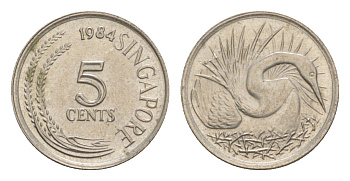 Сингапур 5 центов 1984 KM 2 медно-никель 4640-547