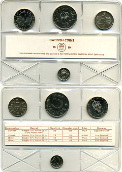 Швеция набор из 4 монет 1989 Карл XVI Густав (1973- ) официальный набор монетного двора UNC 2-4-1-21