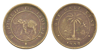 Либерия 1/2 цента 1937 KM 10 латунь 4614-847
