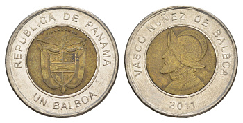 Панама 1 бальбоа 2011 KM 141 биметалл 4646-255