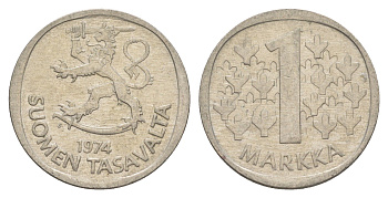 Финляндия 1 марка 1974 KM 49a медно-никель 4525-1135