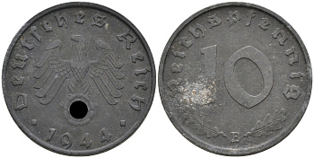 Германия 10 рейхспфеннигов 1944 D KM 101, J. 371 цинк 4116-617