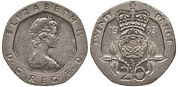 Великобритания 20 пенсов 1983 Елизавета II (1952-2022) KM 931, Spink 4230 (G1) медно-никель 4122-1112