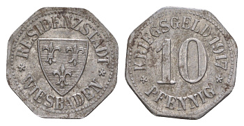 Висбаден 10 пфеннигов 1917 Funck 601.1, Men18 34104.1 железо 4659-255
