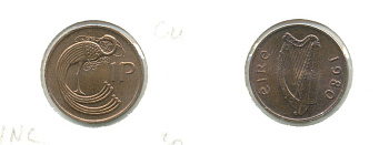 ИРЛАНДИЯ 1 ПЕННИ 1980 KM 20 бронза 7-5-28-31