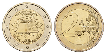 Австрия 2 евро 2007 50 лет подписанию Римского договора KM 3150 биметалл UNC 1083-3-13