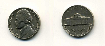 США 5 ЦЕНТОВ 1964 ДЖЕФФЕРСОН КМ А192 медно-никель 35-511