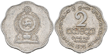 Шри-Ланка 2 цента 1975 KM 138 алюминий 100-633