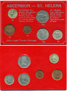 ОСТРОВА СВЯТОЙ ЕЛЕНЫ НАБОР ИЗ 6 МОНЕТ 1984 В БУКЛЕТЕ (1 ПЕННИ - 1 ФУНТ) UNC 5-4-3-87