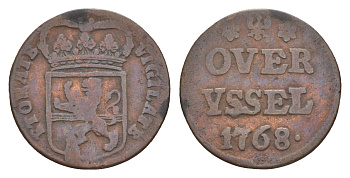 Нидерланды, Голландская Республика, Оверэйсел 1 дуит 1768 KM 90 медь 4655-545