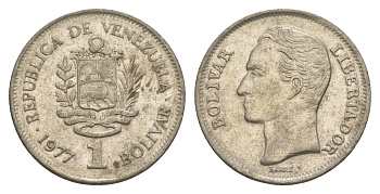 Венесуэла 1 боливар 1977 Симон Боливар Y 52 никель 4586-642