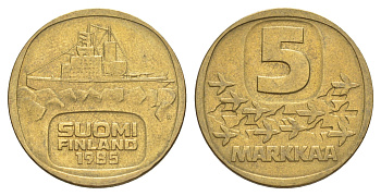 Финляндия 5 марок 1985 KM 57 алюминиевая бронза 4648-631