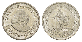 ЮАР 10 центов 1962 KM 60 серебро UNC 4622-723