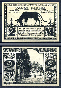 Падерборн (Вестфалия) 2 марки 1921 DeNG 1/2 1043.6-5/5 бумага UNC (пресс) 7556-6-1-1