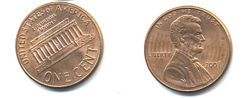 США 1 ЦЕНТ 2007 ЛИНКОЛЬН KM 201b цинк плакированный медью 86-522