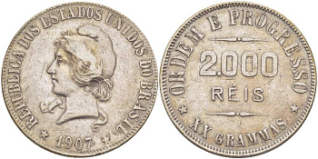 Бразилия 2000 рейс 1907 голова Свободы влево KM 508 серебро  00-00