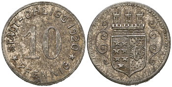 Олигс 10 пфеннигов 1920  Funck 404.4, Men18 24920.2 железо  UNC   4169-1253