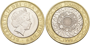 Великобритания 2 фунта 1998 Елизавета II (1952-2022) KM 994, Spink 4570 (K9) (K9) биметалл 180-625