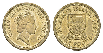 Фолклендские острова 1 фунт 1987 KM 24 никель латунь 4646-531