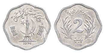 Пакистан 2 пайса 1974 KM 34 алюминий UNC 4649-312