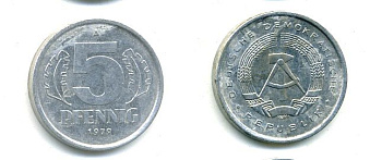 ГДР 5 пфеннигов 1979 A алюминий 4651-1123