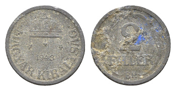 Венгрия 2 филлера 1943 BP KM 519 цинк 4665-522
