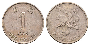 Гонконг 1 доллар 1995 KM 69a медно-никель 190-627
