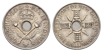 Новая Гвинея 1 шиллинг 1938 Георг VI KM 8 серебро 98-1113