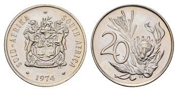ЮАР 20 центов 1974 KM 86 никель UNC 4678-236
