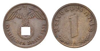 Германия 1 рейхспфенниг 1938 A KM 89, J. 361 бронза 4684-1151