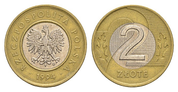 Польша 2 злотых 1994 Y 283 биметалл 4626-1155