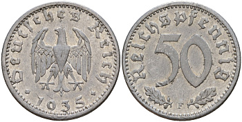 Германия 50 рейхспфеннигов 1935 F KM 87, J. 368 алюминий 4161-247