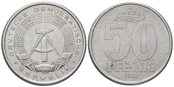 ГДР 50 пфеннигов 1958 A KM 12.1 алюминий 4575-244