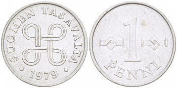 Финляндия 1 пенни 1979 KM 44а алюминий 3718-116