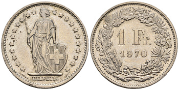 Швейцария 1 франк 1970 KM 24a.1 медно-никель 4610-1051