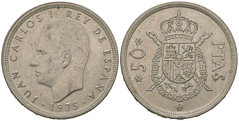 Испания 50 песет 1975 (80), Хуан Карлос I (1975-2014) KM 809 медно-никель 4619-737