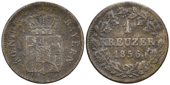 Бавария 1 крейцер 1856 Максимилиан II (1848-1864) KM 452 серебро 75-1561