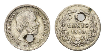 Нидерланды 5 цент 1859 Виллем III (1849-1890) KM 91 серебро 4701-1231