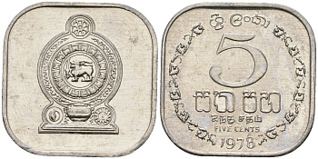 Шри-Ланка 5 центов 1978 KM 139a алюминий 4136-658