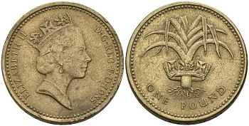 Великобритания 1 фунт 1985 Елизавета II (1952-2022) KM 941, Spink 4331 никель латунь 81-1024