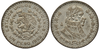 Мексика 1 песо 1962 Хосе Мария Морелос KM 459 серебро 107-1115