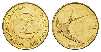 Словения 2 толара 2004 KM 5 латунь aUNC 4633-644
