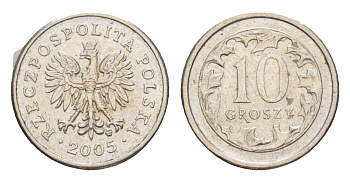 Польша 10 грошей 2005 Y 279 медно-никель 4381-822