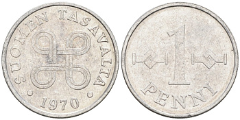 Финляндия 1 пенни 1970 KM 44а алюминий 4564-859