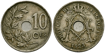 Бельгия 10 сантимов 1923 Belgique KM 85 медно-никель 4172-922