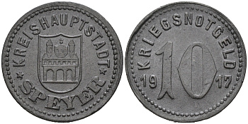 ШПЕЕР 10 ПФЕННИГОВ 1917 КРИГСНОТГЕЛЬД цинк 75-1552