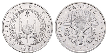 Джибути 5 франков 1991 KM 22 алюминий UNC 4672-135