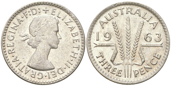 Австралия 3 пенса 1963 Елизавета II (1952-2022) KM 57 серебро 4623-128