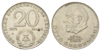 ГДР 20 марок 1973 А, Отто Гротеволь (1894-1964) KM 47 медно-никель 4680-744